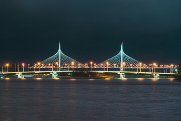 Western high-speed diameter in St. Petersburg at night