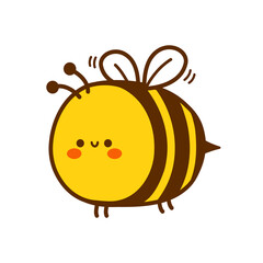 Obraz premium Cute funny smile bee character. Bee mine quote. Vector hand drawn cartoon kawaii character illustration logo icon. Isolated on white background. Cute kawaii bee logo concept