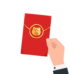 Chinese reward. Red paper pack. Envelope vector. Year of the Tiger. Red pack. zodiac.