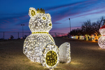 Night view of the beautiful Christmas decoration lights in Mitch Park