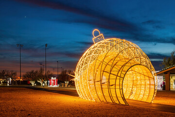 Night view of the beautiful Christmas decoration lights in Mitch Park