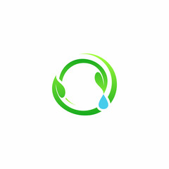 Water Drop and Leaf logo icon design