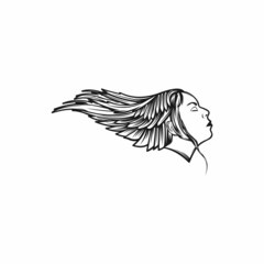 Woman Beauty Feather Vector Design