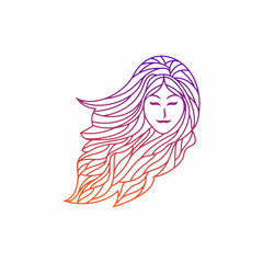 Beauty woman fashion logo. Abstract vector template linear style on a white background