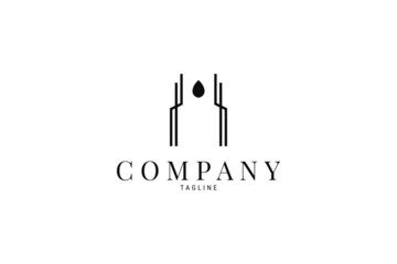 Minimalist logo on which an abstract image of a gate from trees vector