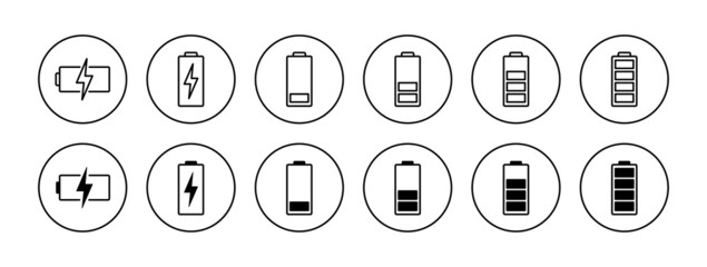 Battery icons set. battery Charging sign. battery charge level