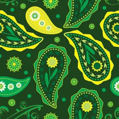 Gordijnen Groen Paisley Naadloos patroon, patroon met Paisley-elementen, tinten groen Naadloos patroon © NumediaPhoto