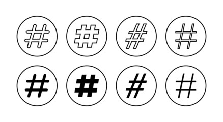 Hashtag icons set. hashtag sign and symbol