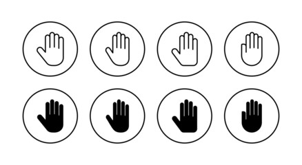 Hand icons set. hand sign and symbol. palm
