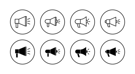 Megaphone icons set. Loudspeaker sign and symbol