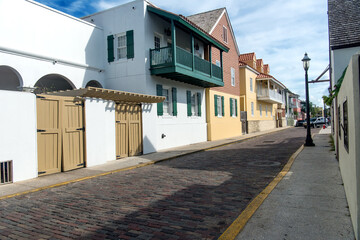 Fototapeta na wymiar brick pavement of the street of the historic city of St. Augustine.