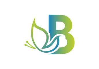 this is a creative letter B add butterfly icon design