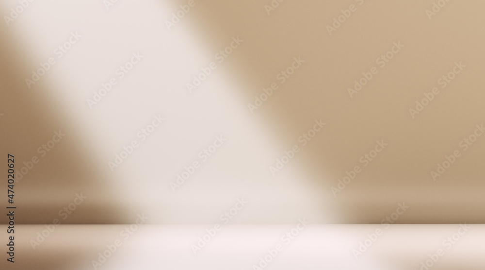 Poster light beam and shadow wall empty room 3d rendering, product display minimal abstract scene.