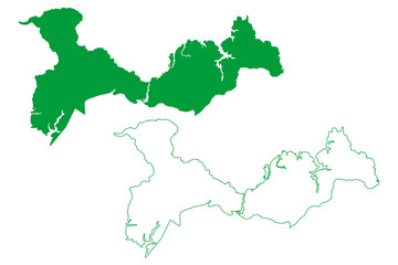 Obraz premium Dias dAvila municipality (Bahia state, Municipalities of Brazil, Federative Republic of Brazil) map vector illustration, scribble sketch Dias d'Avila map