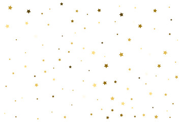 Christmas drawing with gold stars. Golden stars Celebration Confetti.