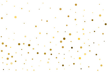 Christmas background with golden round confetti. Vector.