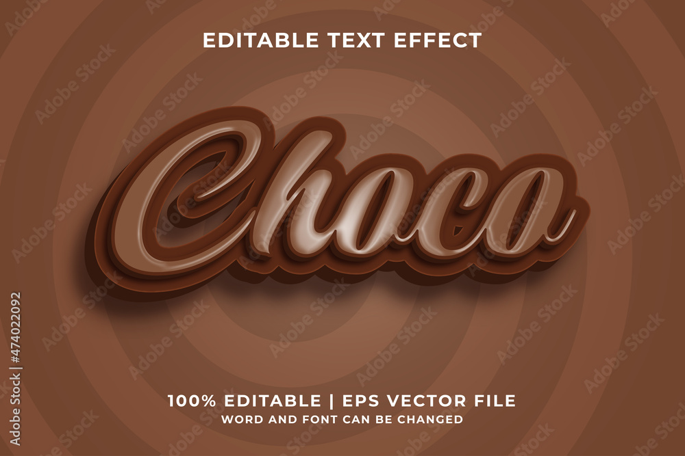 Poster editable text effect - choco 3d template style premium vector