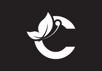 this is a creative letter C add butterfly icon design