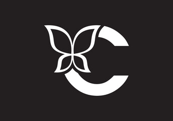 this is a creative letter C add butterfly icon design