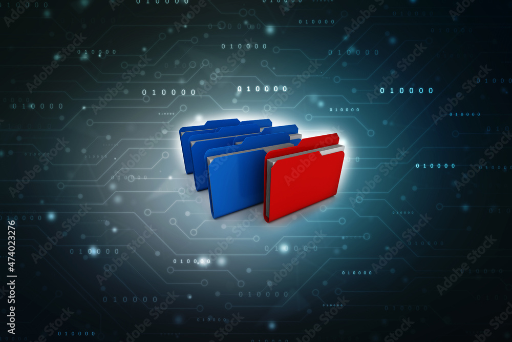 Poster 3d rendering folder with documents