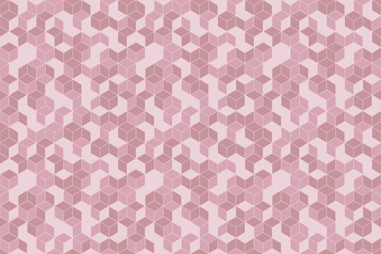 Pink rose gold hexagon seamless pattern background.