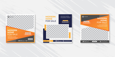 Real estate promotional square web banner