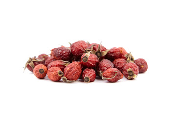 Dried rose hip berries isolated on white
