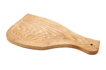 Ham wooden cutting board isolated on white