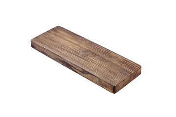 Wooden cutting or serving board isolated on white