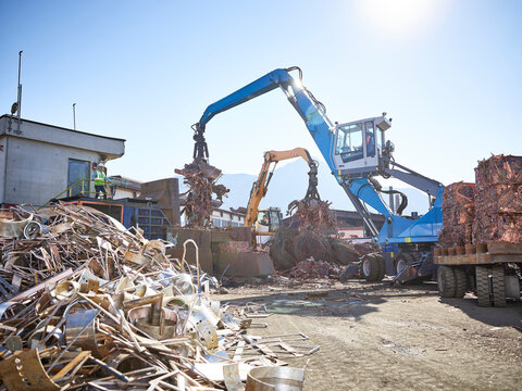 Austria, Tyrol, Brixlegg, Scrap metal being recycled in junkyard