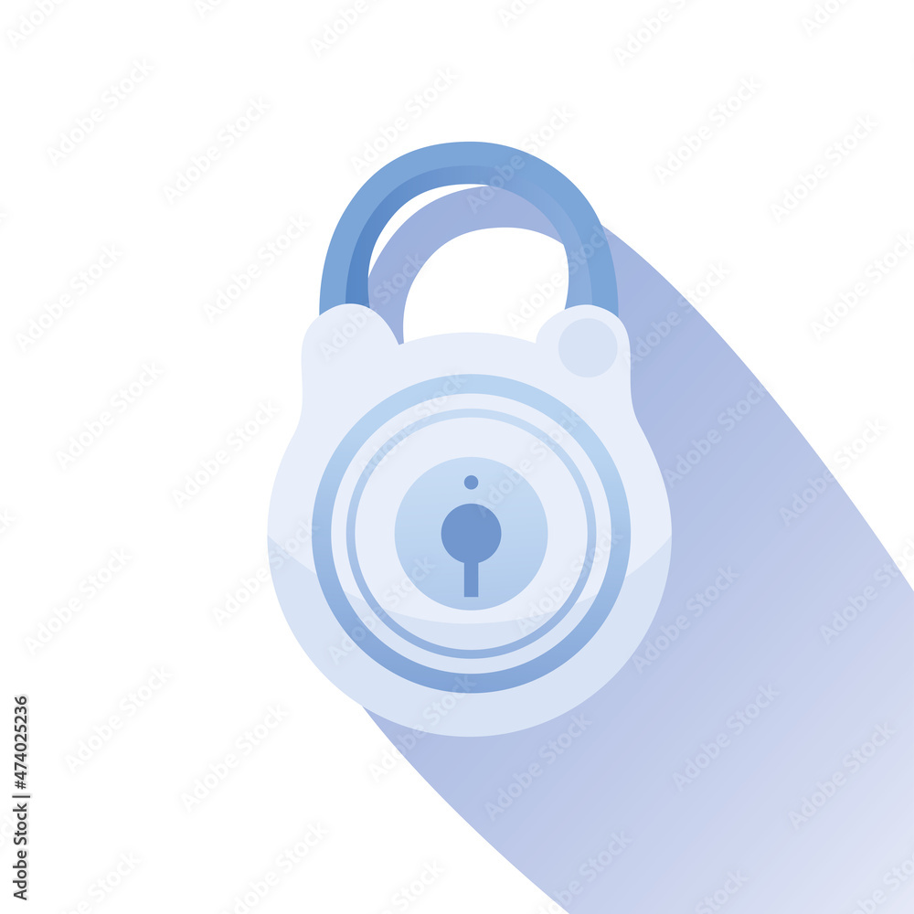 Poster lock icon with long shadow. flat style vector illustration. icon.