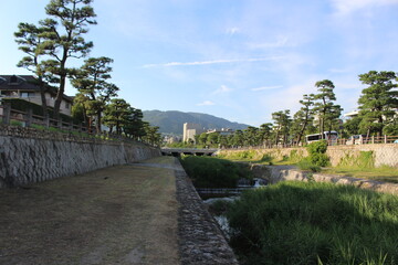 街の中に流れる河川とその河川敷