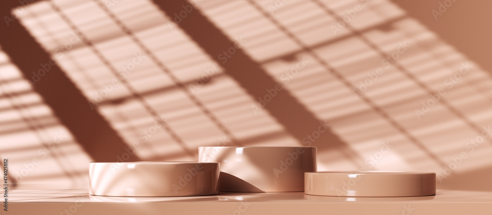 Poster shadow window blinds empty room wall 3d rendering, product display minimal abstract scene.