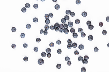 Tasty blueberries isolated on white background.