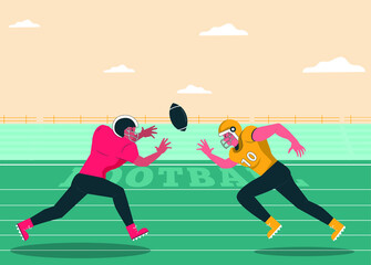 American football players in front of field