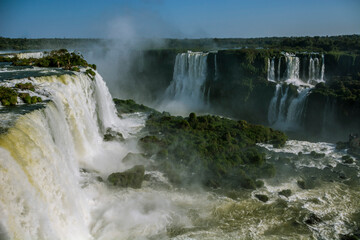 Panoramic view of the Iguaçu Falls from the Brazilian side. Foz do Iguaçu, Brazil.