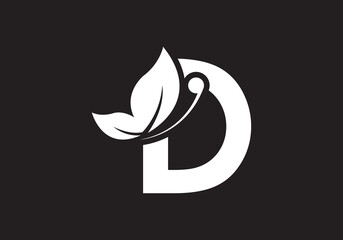 this is a creative letter D add butterfly icon design