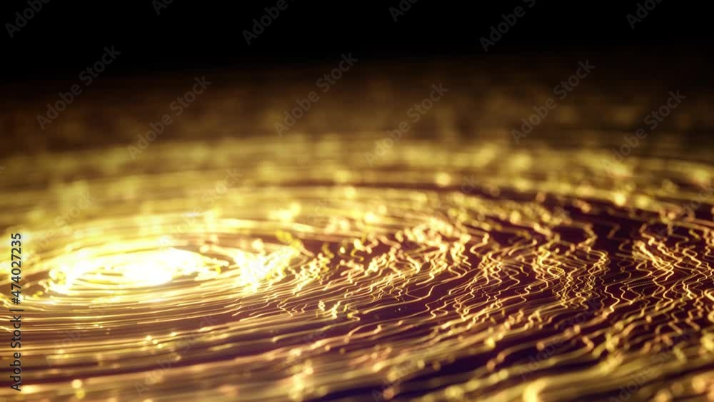 Poster Abstract Particles Gold Lines Flowing Fx Background/ 4k animation of an abstract ornament wallpaper background with lines particles patterns flowing and seamless looping