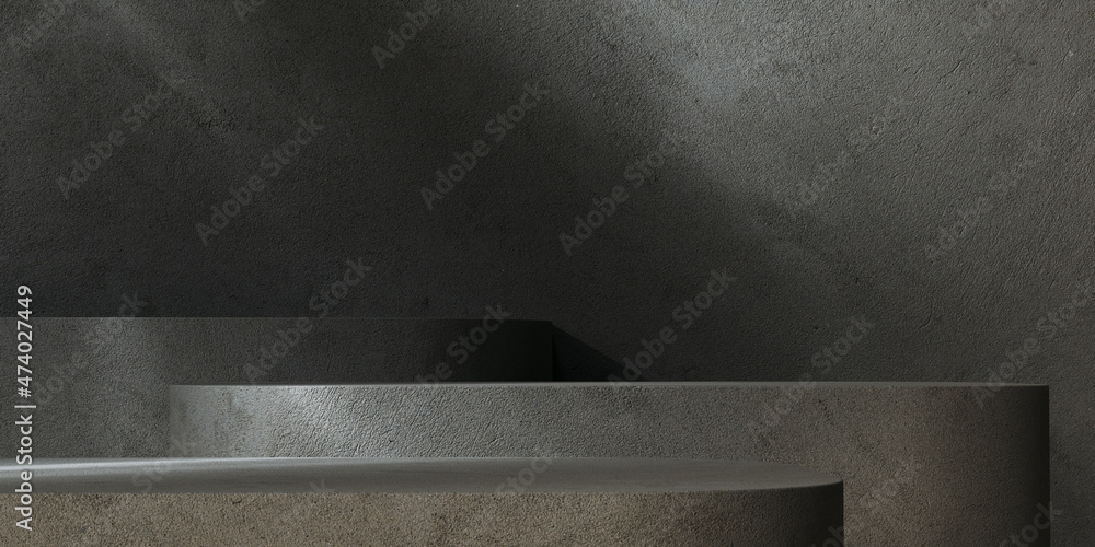 Poster concrete slab textured podiums for object placement, product display minimal abstract interior 3d re