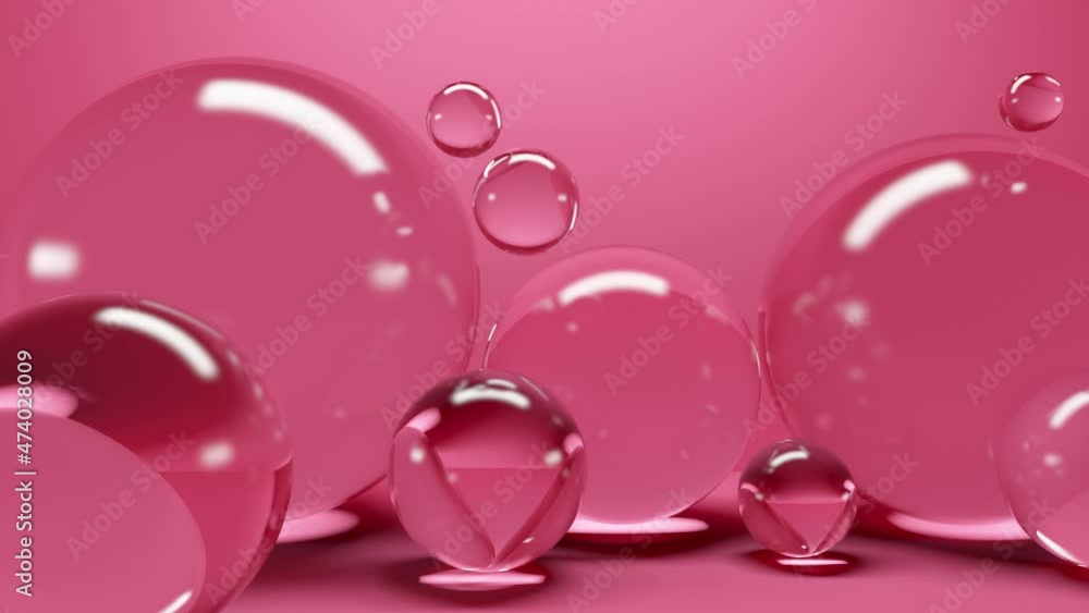 Aufkleber pink abstract background with glass shining spheres. abstract loop animation