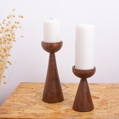 wooden candlestick set home decor