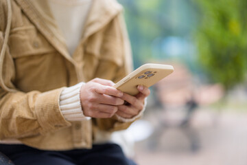 Woman use smart phone at outdoor