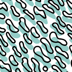 Contemporary modern trendy vector illustrations. Creative doodle art seamless pattern with different shapes and textures.