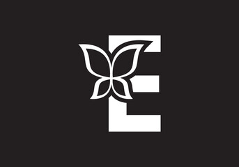 this is a creative letter E add butterfly icon design