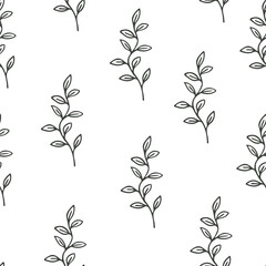 Seamless floral pattern in vintage style. Herbal botany pattern. Nature leaf. Flora wallpaper. Ditsy fashion print.