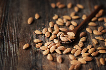 almonds on a brown background