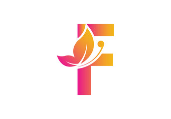 this is a creative letter F add butterfly icon design