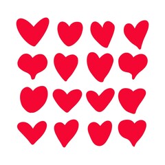 Valentine's day doodle red hearts shape hand drawn illustration