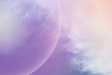 Transparent violet balloon on peachy sky background. Contemporary of futuristic abstraction design in multicolor  vivid tone for wallpaper, poster, brochure, card and banners.
