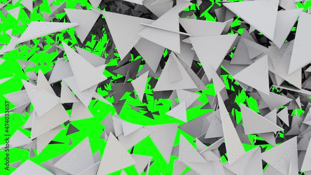 Poster abstract moving background of triangles on green background